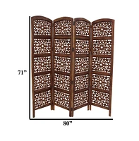 Slickblue The Urban Port Handmade Foldable 4-Panel Wooden Partition Screen Room Divider for Stylish Space Separation