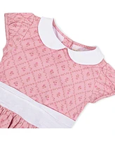 Hope & Henry Girls' Organic Short Sleeve Sateen Dress with Peter Pan Collar