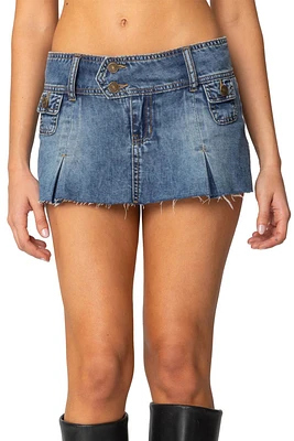 Edikted Womens Vintage Washed Denim Mini Skort