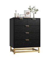 gaomon Drawer Dresser with Metal Legs, Modern Dresser Chest Organizer with Wide Storage, Chest of Drawers for Bedroom, Living Room