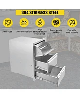 gaomon Outdoor Kitchen Drawer with Paper Towel Holder, Stainless Steel Flush Mount Triple Bbq Drawers