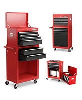 Gymax 6-Drawer Rolling Tool Chest Lockable Tool Box and Storage Cabinet Garage Workshop