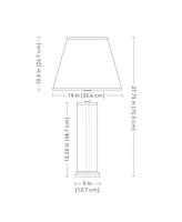 Cylinder Glass Table Lamp Set of 2 with Shade - 27.75" H - Indoor Modern Accent Lamps with Clear Base - Plug-In Electric