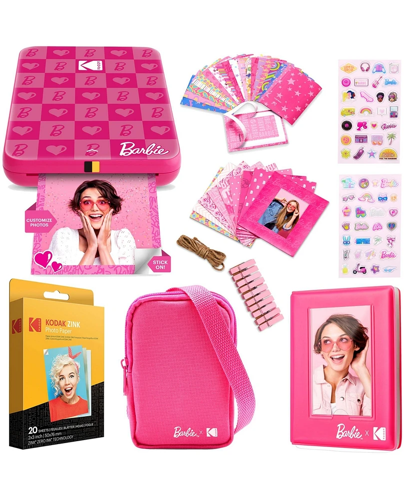 Kodak x Barbie Step Slim Instant Photo Printer, Iconic Style Barbie Case, Paper & More - Gift Bundle