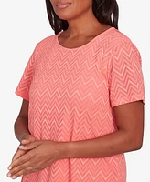 Alfred Dunner Petite Classics Textured Chevron Lace Back T-Shirt