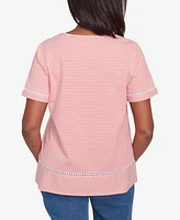 Alfred Dunner Petite Classics Daisy Knit Striped T-Shirt