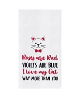 C&F Home Valentine's Day "I Love My Cat" Whiskers Embroidered Flour Sack Kitchen Dishtowel