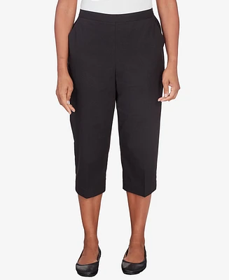 Alfred Dunner Women's Classic Twill Denim Split Hem Capri Pants