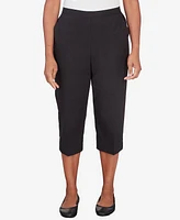 Alfred Dunner Women's Classic Twill Denim Split Hem Capri Pants