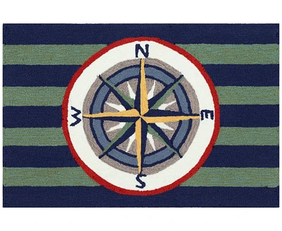 Liora Manne' Frontporch Striped Compass 1'8"x2'6" Area Rug