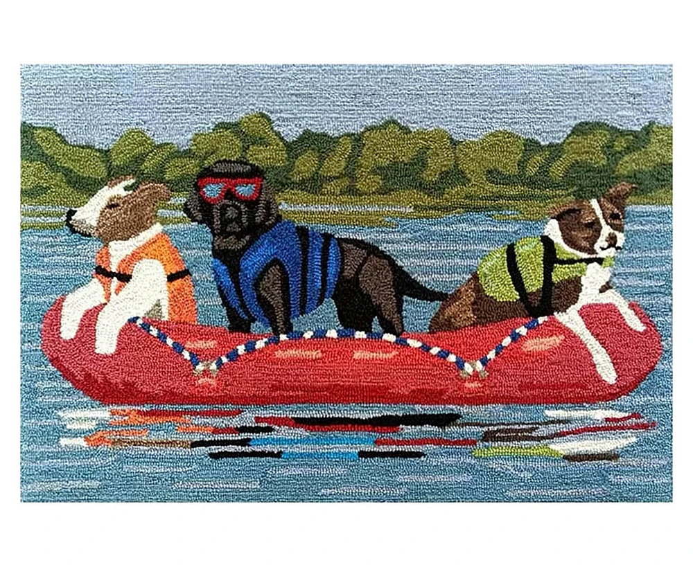 Liora Manne' Frontporch Rafting Dogs 1'8"x2'6" Area Rug