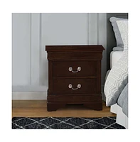 Slickblue 2-Drawer Nightstand with Classic Bail Handles for Timeless and Functional Bedroom Storage