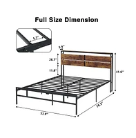 gaomon Full Size Bed Frame, Upholstered Platform with Overhead Placement Space