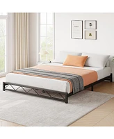gaomon Queen Size Metal Platform Bed Frame,Low Bed Frame with Steel Slat Support, Mattress Foundation, No Box Spring Needed
