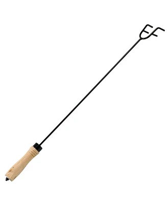 Sunnydaze Decor 26-Inch Steel Fire Pit Poker Stick - Wood Handle - For Indoor or Outdoor Use