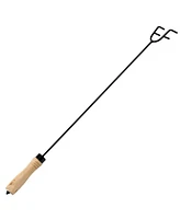 26-Inch Steel Fire Pit Poker Stick - Wood Handle - For Indoor or Outdoor Use