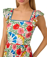 Adrianna by Papell Women's Floral-Print Flutter-Sleeve Mini Dress