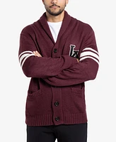 X-Ray Men's Shawl Collar Heavy Gauge Cardigan with City Patch