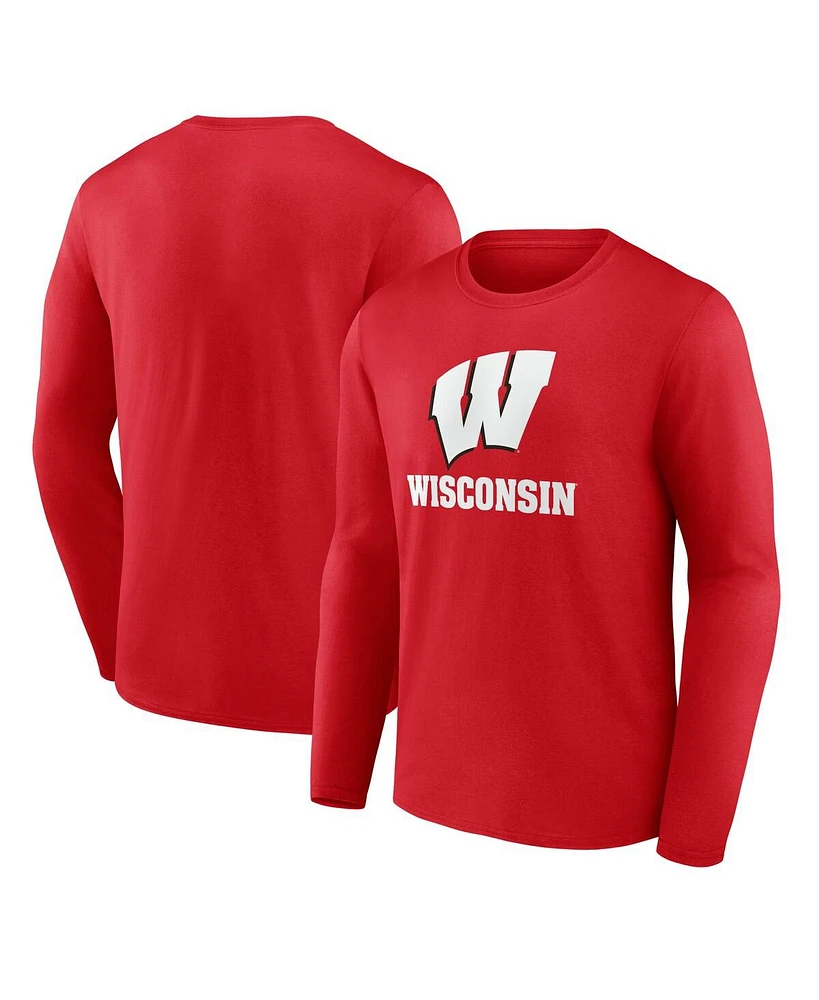 Fanatics Men's Red Wisconsin Badgers Team Lockup Long Sleeve T-Shirt