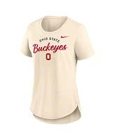 Nike Women's Cream Ohio State Buckeyes Script Logo Tri-Blend T-Shirt