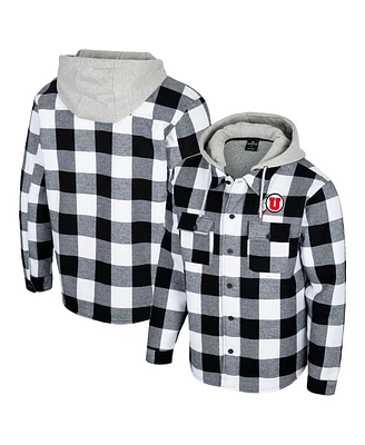 Colosseum Men's Black/White Utah Utes Buffalo Plaid Full-Zip Hoodie Jacket