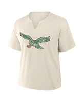 Fanatics Women's Cream Philadelphia Eagles Slub V-Neck T-Shirt