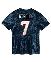 Outerstuff Big Girls C.j. Stroud Navy Houston Texans Sequin V-Neck Fashion Jersey