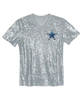 Outerstuff Big Girls CeeDee Lamb Silver Dallas Cowboys Sequin V-Neck Fashion Jersey