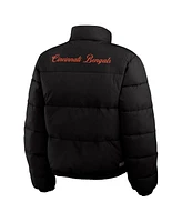 Wear by Erin Andrews Women's Black, White Cincinnati Bengals Reversible Cropped Full-Zip Puffer Jacket