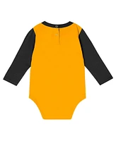 Outerstuff Baby Boys and Girls Black Pittsburgh Steelers Double Up Long Sleeve Bodysuit and Pants Set