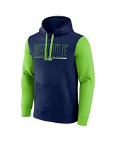 Fanatics Men's College Navy/Neon Green Seattle Seahawks Outline Pullover Hoodie