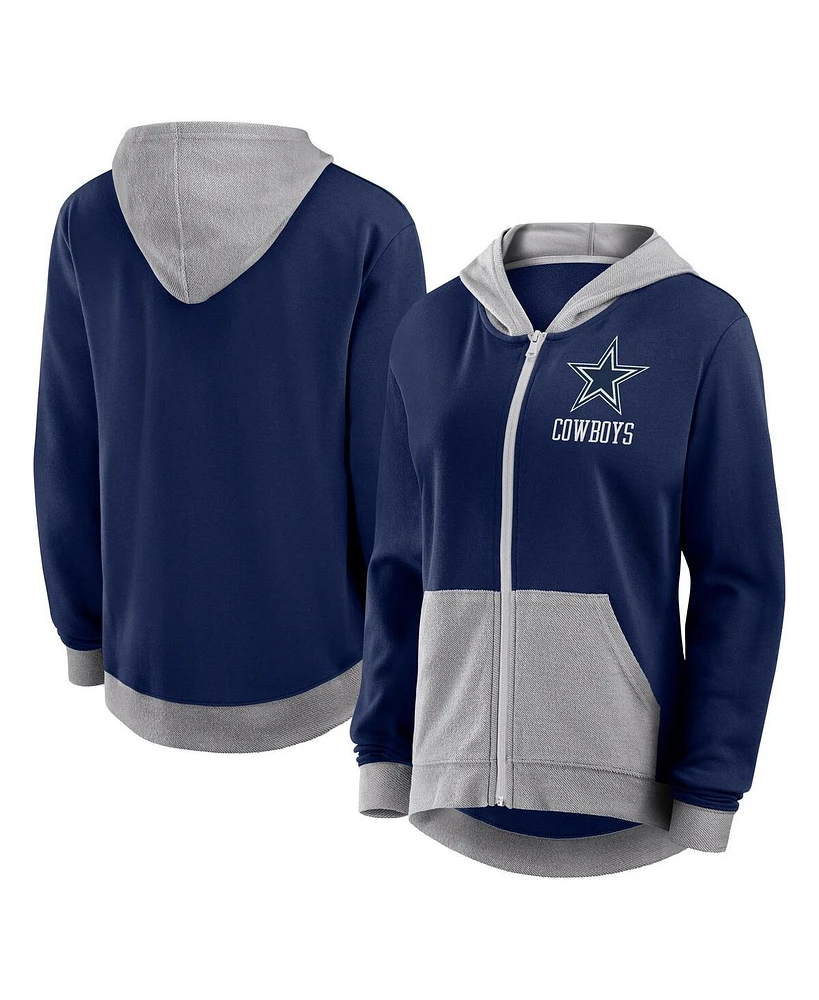 Logo Athletic Women's Navy Dallas Cowboys Hit It French Terry Full-Zip Hoodie