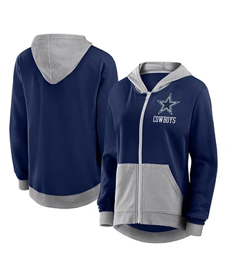 Logo Athletic Women's Navy Dallas Cowboys Hit It French Terry Full-Zip Hoodie