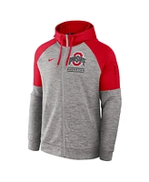 Nike Men's Heather Gray Ohio State Buckeyes Fitness Raglan Performance Full-Zip Hoodie