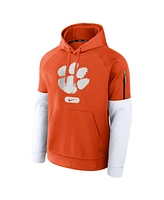 Nike Men's Orange/White Clemson Tigers Fitness Raglan Performance Pullover Hoodie