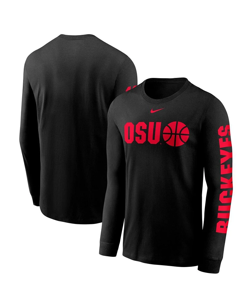 Nike Men's Black Ohio State Buckeyes Basketball Icon Two-Hit Long Sleeve T-Shirt