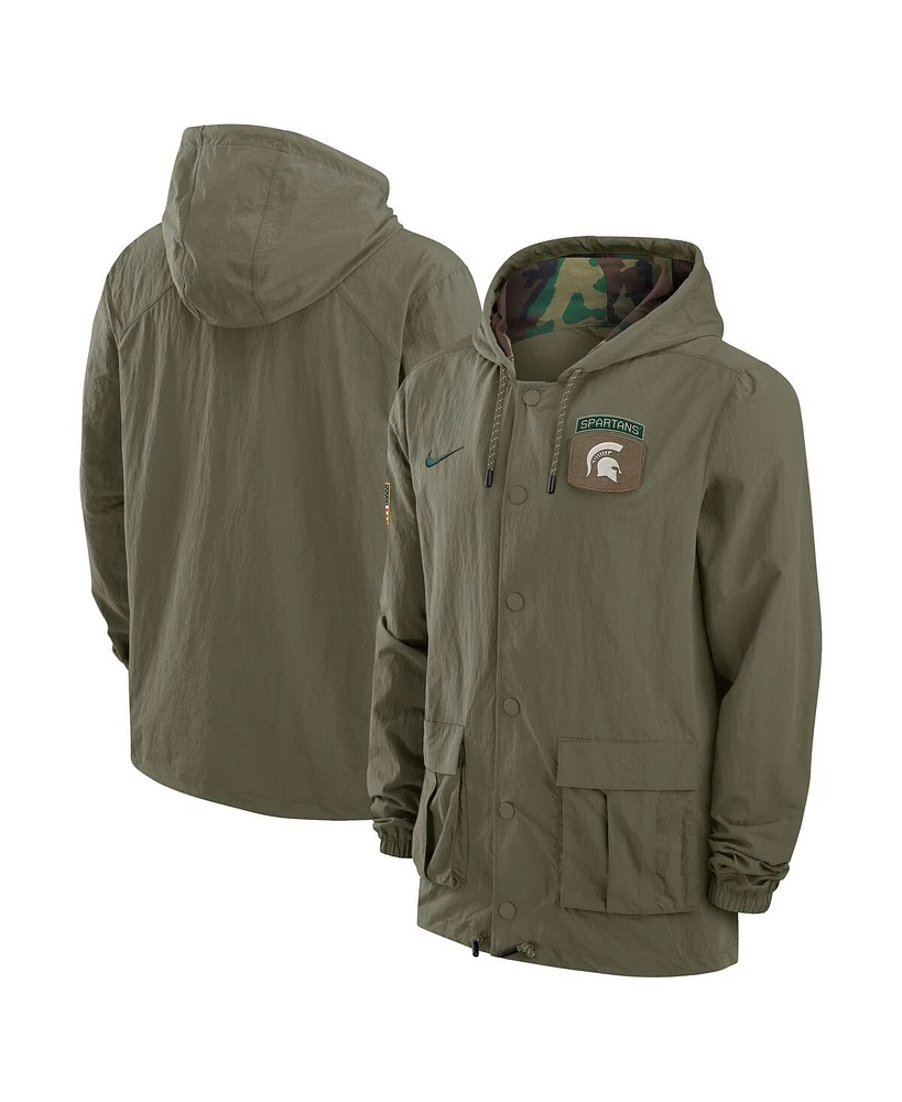 Nike Men's Olive/Camo Michigan State Spartans 2024 Military Appreciation Full-Snap Hoodie Jacket