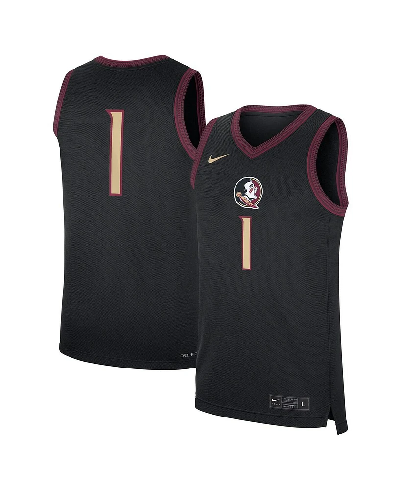 Nike Men's 1 Black Florida State Seminoles Alternate Replica Jersey