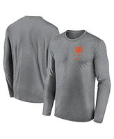 Nike Men's Heather Gray Clemson Tigers Primary Stack Legend Long Sleeve T-Shirt