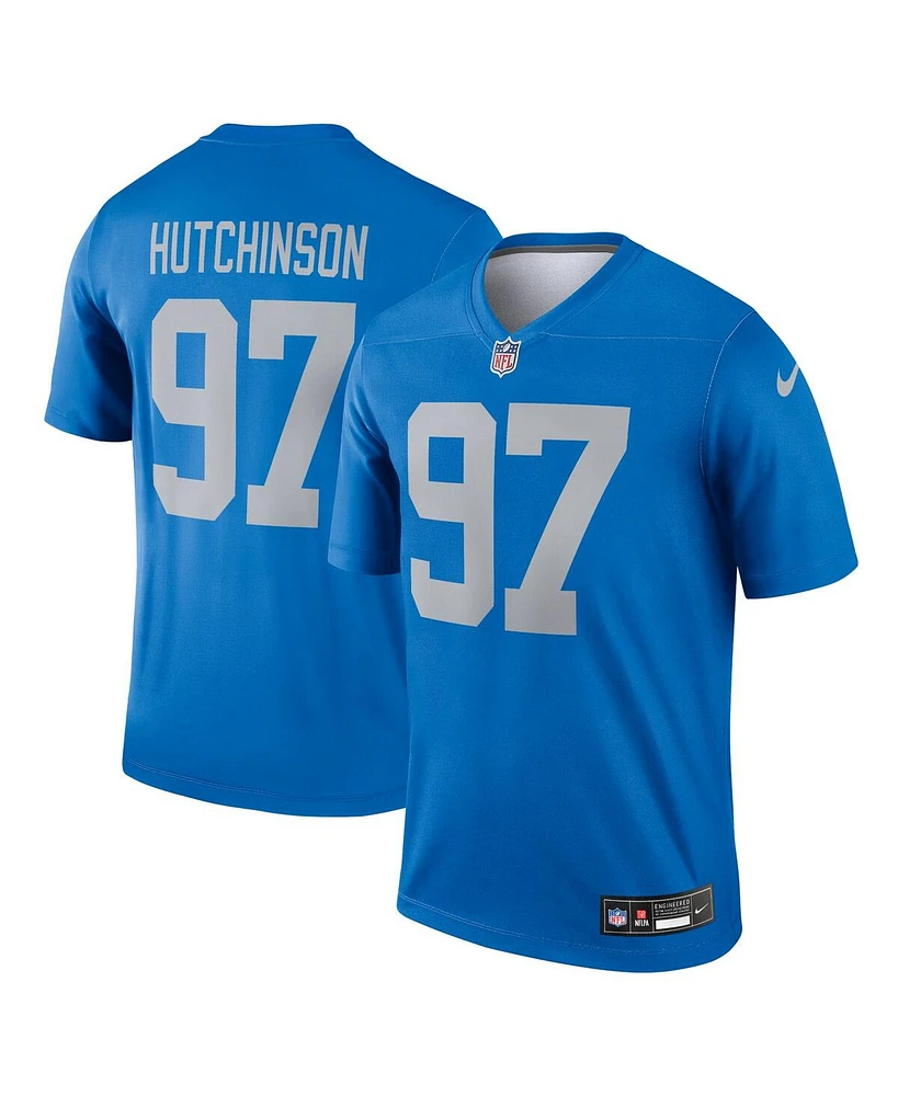 Nike Men's Aidan Hutchinson Blue Detroit Lions Alternate Legend Player Performance Top