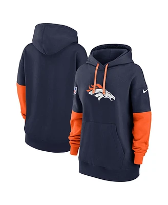 Nike Women's Navy Denver Broncos 2024 Sideline Essential Fleece Pullover Hoodie