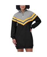 Wear by Erin Andrews Women's Black/Heather Gray Pittsburgh Steelers Chevron Stripe Dress