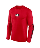 Nike Men's Red Georgia Bulldogs Primetime Center Lockup Two-Hit Legend Long Sleeve T-Shirt