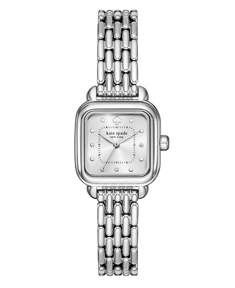 Kate Spade New York Women's Gracie Square Three-Hand Silver-Tone Stainless Steel Watch, 25mm