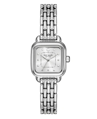 Kate Spade New York Women's Gracie Square Three-Hand Silver-Tone Stainless Steel Watch, 25mm
