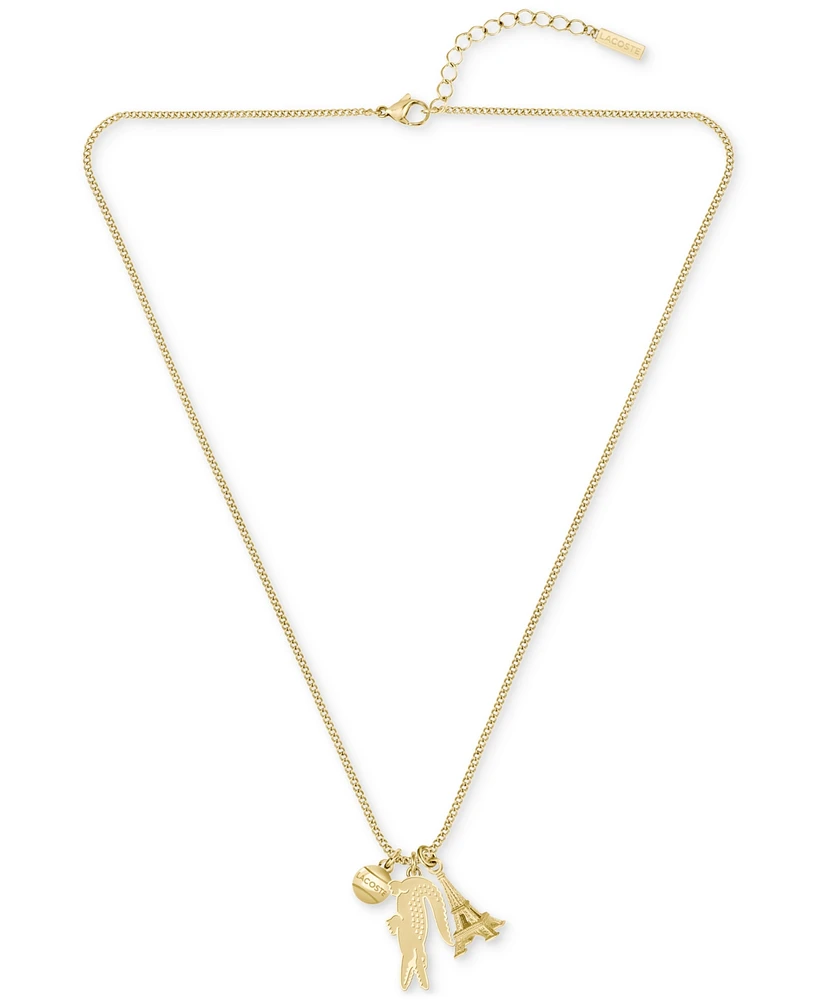 Lacoste Gold-Tone Umpire Green Crocodile Pendant Necklace, 23-2/3" + x" extender