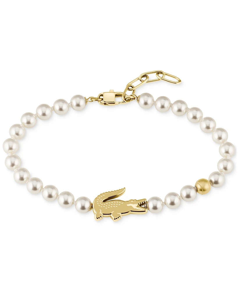 Lacoste Gold-Tone Matchpoint Glass Pearl Strand Bracelet