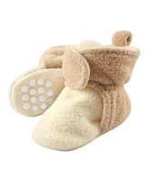 Luvable Friends Baby Boys Cozy Fleece Booties, Light Blue, 0-6 Months