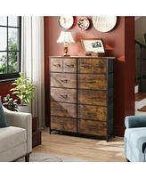 Wlive Tall Dresser for Bedroom with 12 Drawers Dressers & Chests of Fabric Closet Storage Draw