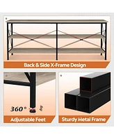 Wlive Tv Stand for 65 70 inch with Led Lights Gaming Entertainment Center Storage Industrial Console Living Room Long 63" Cabine